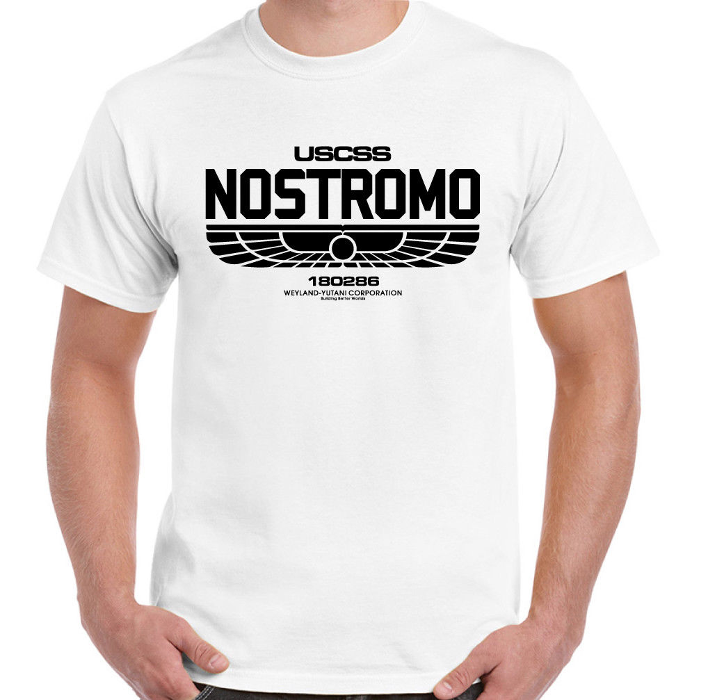 Nostromo 180286-Heren T-Shirt Alien Film Film USCSS Weyland-Yutani Sci-fi: WHITE / L