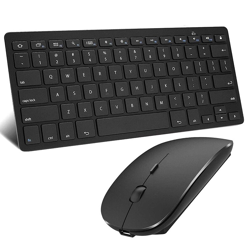 Bluetooth-toetsenbord en muiscombinatie, draadloos toetsenbord en muis voor ipad pro/air/ipad/iphone, ios 13 en hoger: Zwart