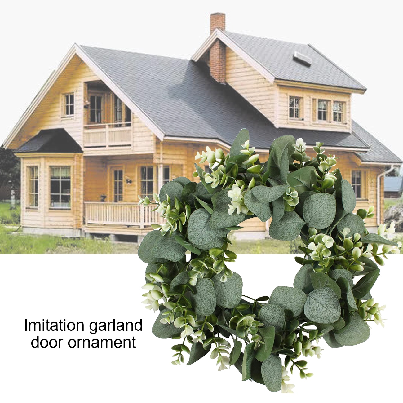 Julkrans konstgjord grön eukalyptus lämnar festival dörrhängande krans fest dekoration för dörrväggfönster