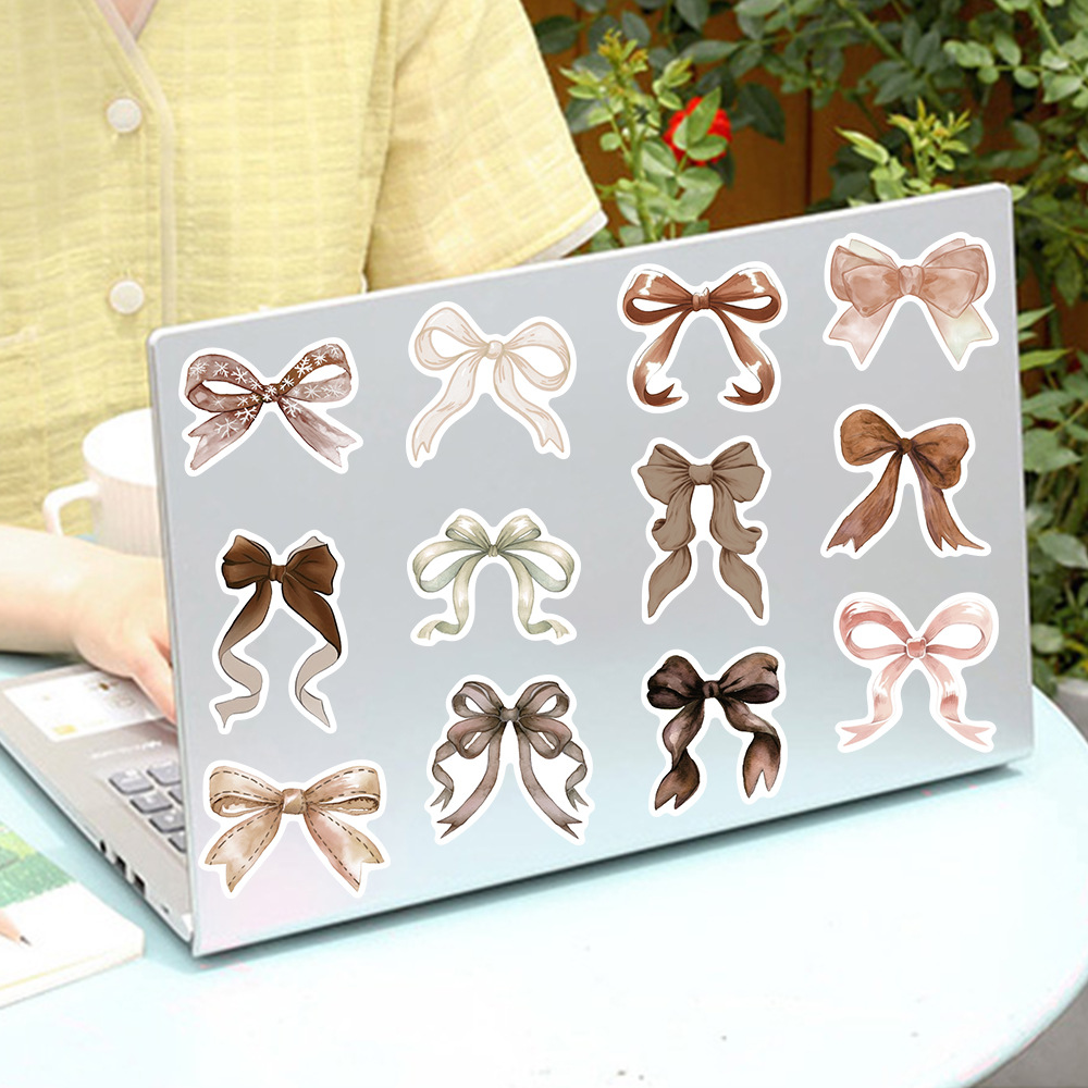 50Pcs Cute Bow Stickers Kawaii Cartoon Bow DIY Stickers Scrapbooking Phone Luggage Skateboard Waterproof Decals