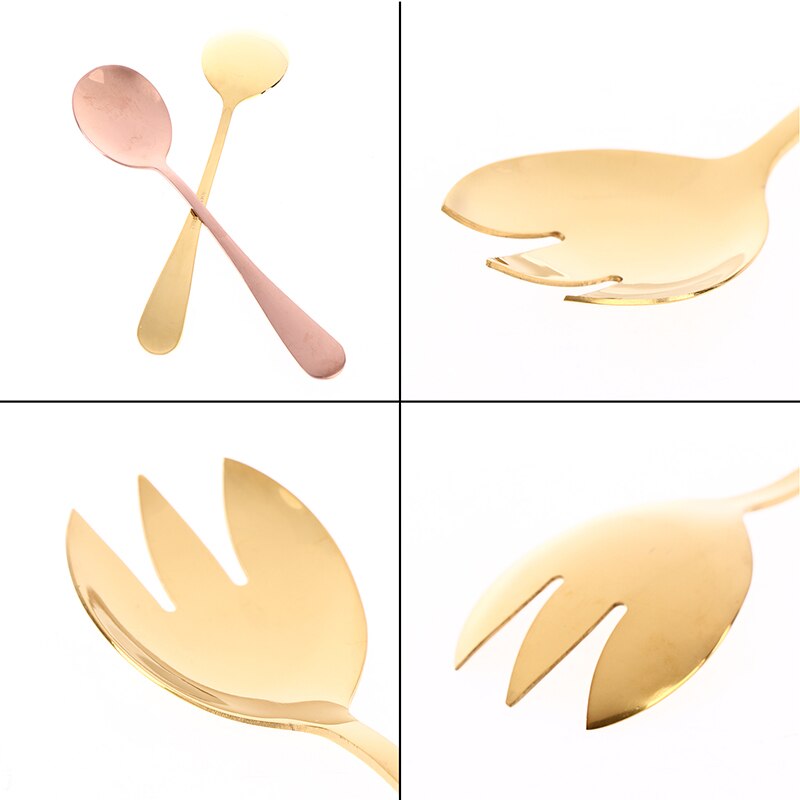 2Pcs Salade Spoonfork Rvs Bestek Set Opscheplepel Setcolorful Lepels