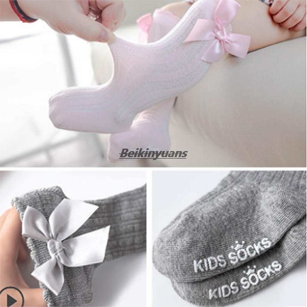 Kinderen Sokken Peuters Meisjes Grote Boog Knie Hoge Lange Zachte Katoen Kant Baby Sokken Kinderen Prinses Anti-Slip sok Legwarm