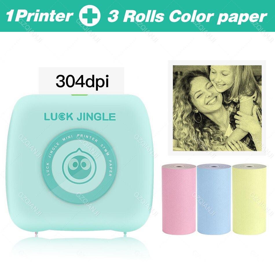 Foto pocket mini thermische printer 304 dpi 58mm thermische bluetooth draagbare printer mobiele telefoon printer voor android ios: Gr voeg 3 kleuren toe