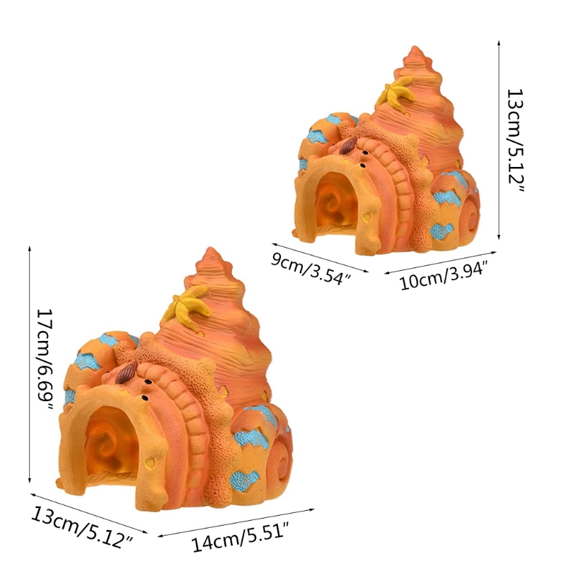 Casa de conchas para decoración de Acuario, juego de descanso para dormir, refugio seguro para agua dulce y salada, pecera de 2 tamaños, cuencos para peces