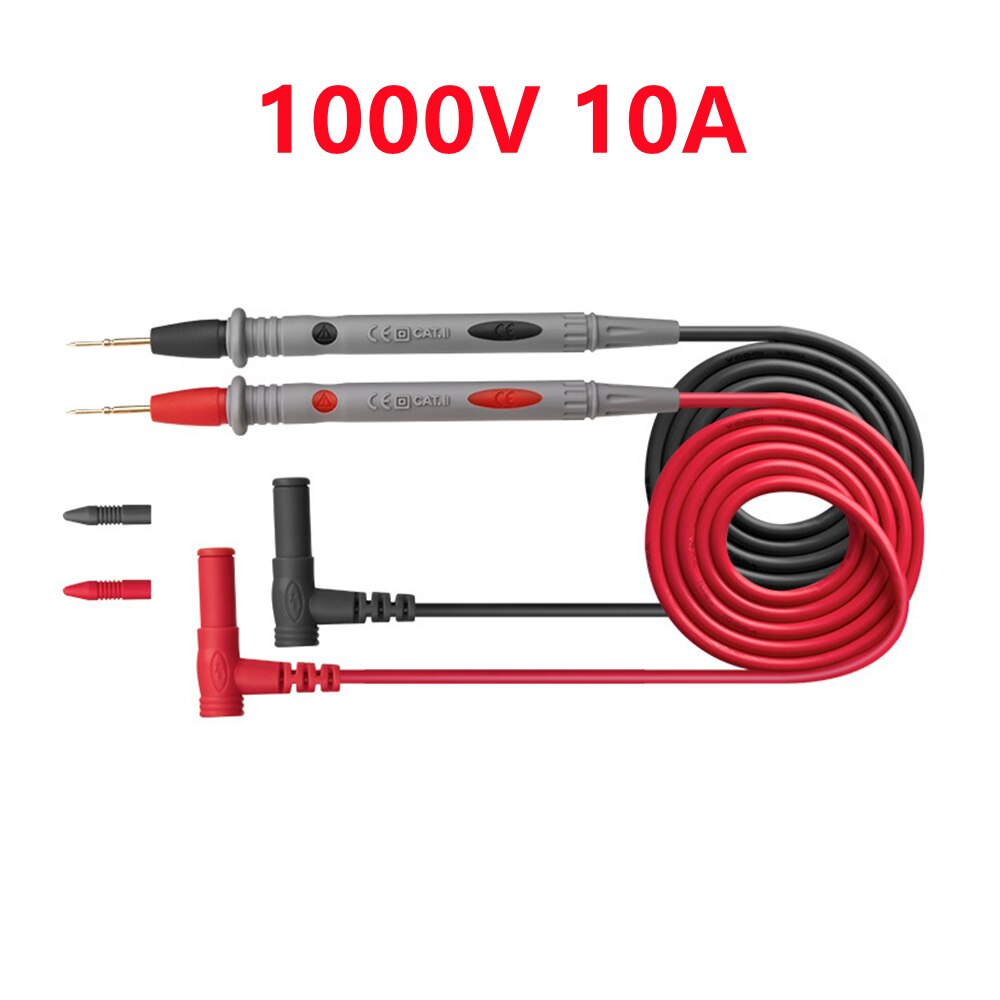 1 pair Digital Multimeter probe Soft-silicone-wire Needle-tip Universal test leads with Alligator clip For LED tester Multimetro: 1000V 10A