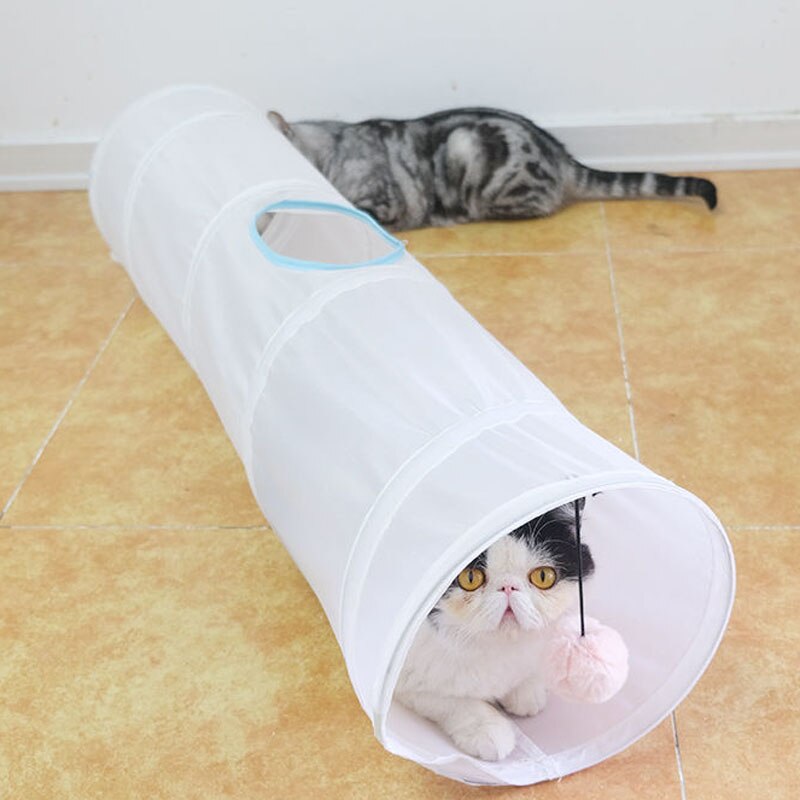 Cat Toys Funny Cat Striped/Flower Print Cat Tunnel Foldable Cat Tube Kitty Training Toys Cat Accessories Pet Supplies