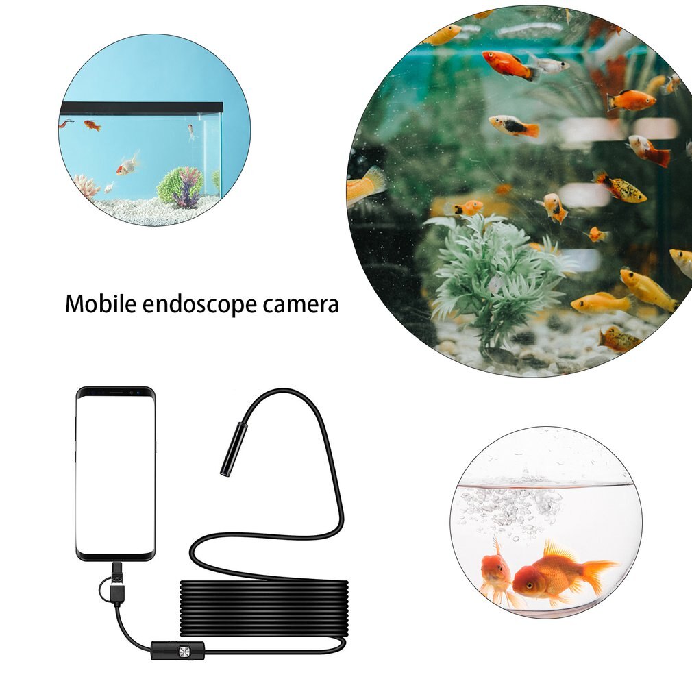 Camera Mobile Phone Endoscope Camera Triple Fiber Endoscope Camera Optical HD Endoscope Waterproof Compatible