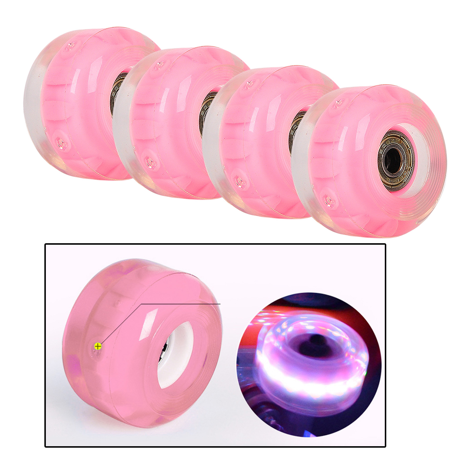 4pcs Light Up Flash Skateboard Longboard Wheels 82A with Bearing Core Glow at Night Skate Board Accessories: Pink