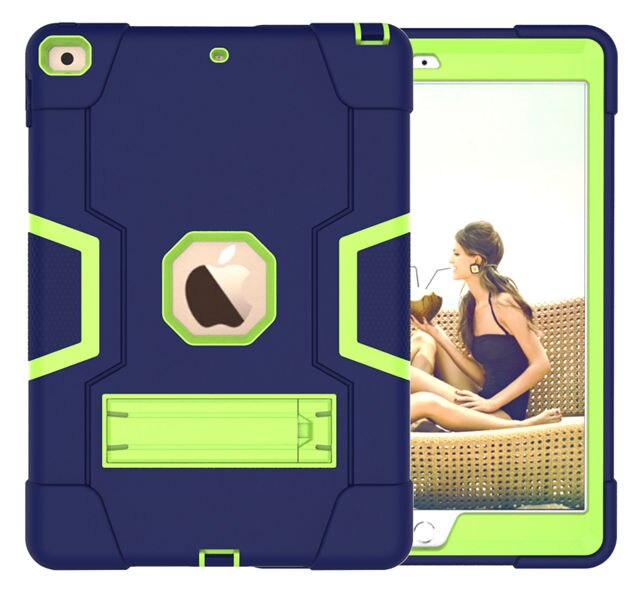 Heavy Armor Shochproof kids Silicone Cover case for iPad 10.2 7 7th Gen A2198 A2200 A2197 10.2" Tablet Funda Capa: Navy Green