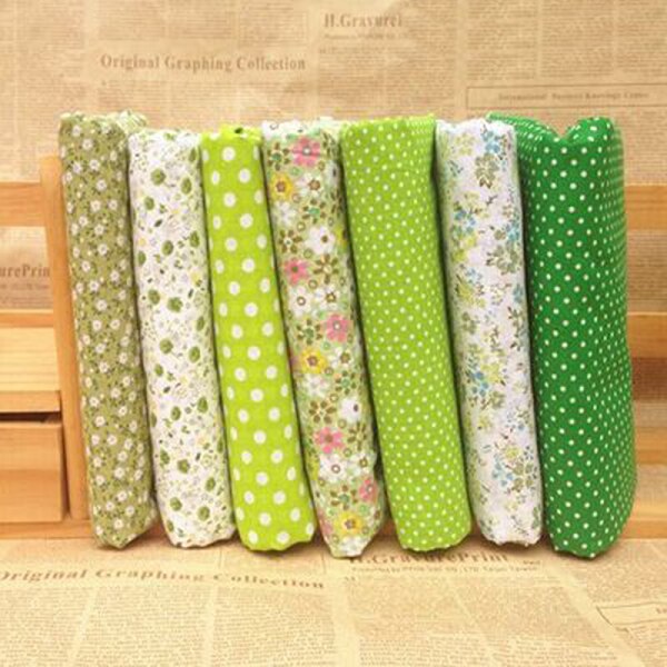 7 pcs/kit Gemengde Stoffen Kladjes Offcuts Quilten Quilt Stof Pre-Cut Fat Quarters 100% Katoen Materiaal 25*25cm Bundel Stof: Green