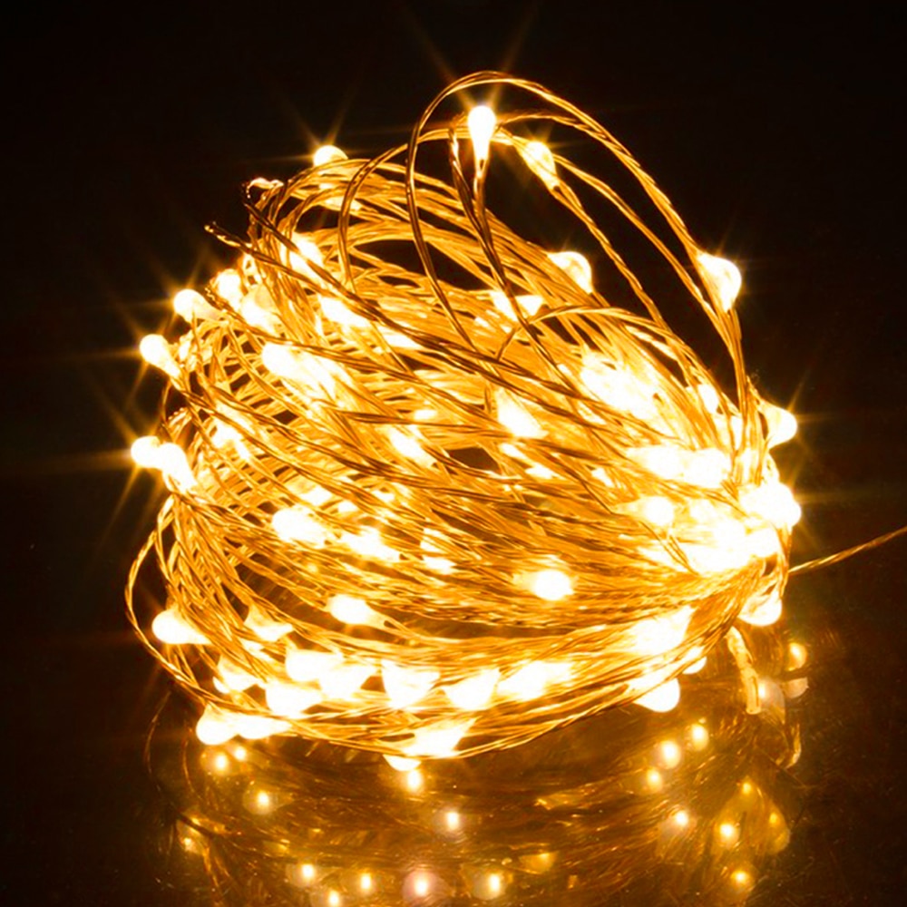 2m 5m 10m kobber julelys batteridrevne guirlande street led string navidad havebryllup dekorationer noel guirnalda