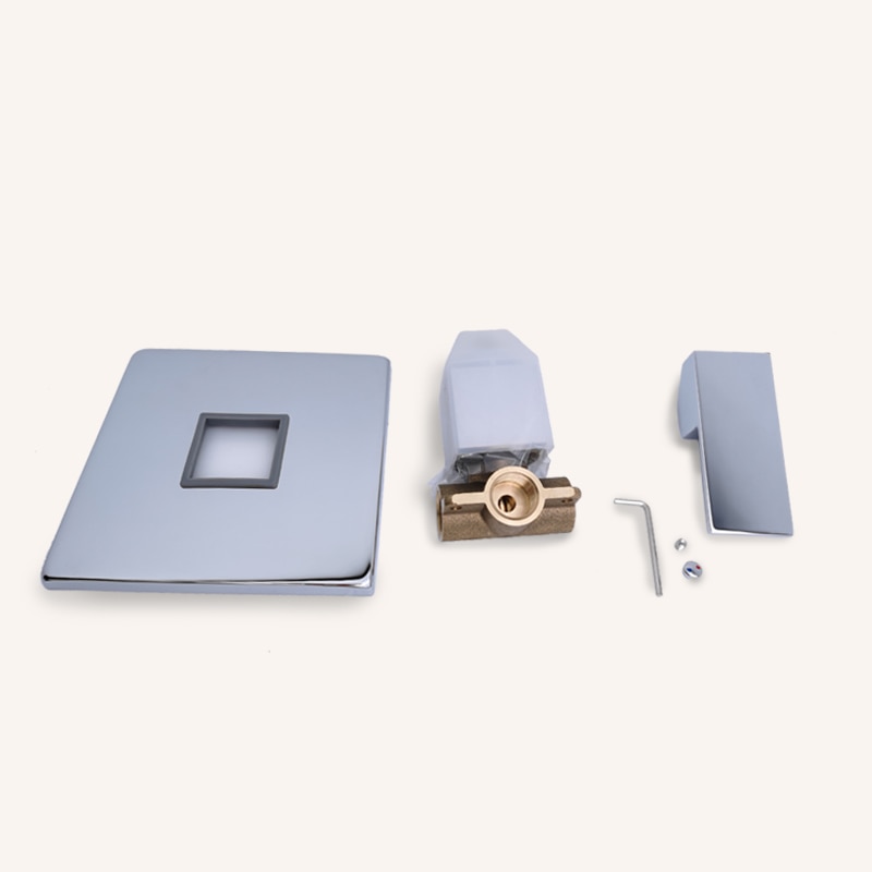 Square Solid Brass Hand Held Shower Head With Wall Connector and Hose Set Bathroom Concealed Chrome Polished Shower Faucet