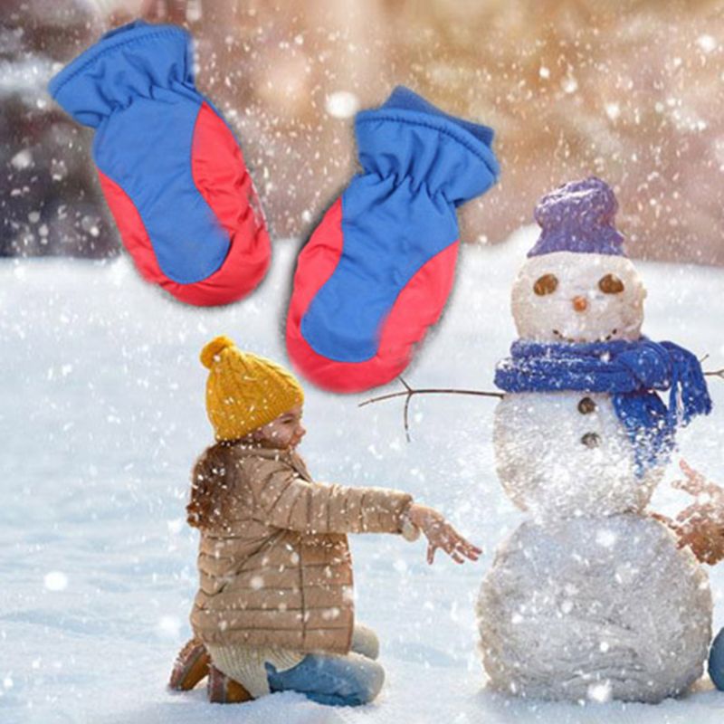 Winter draussen Jungen Mädchen Karikatur Ski Wasserdichte Handschuhe Nette freundlicher Nicht-Unterhose Warme Winddicht Fäustlinge