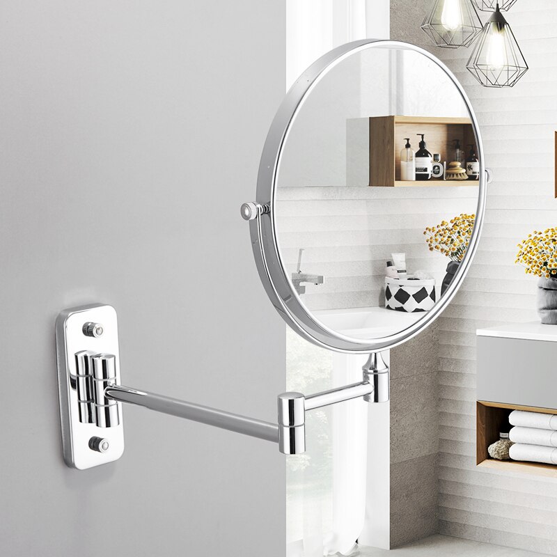Bathroom Mirror Round Double Side Wall Makeup Mirror Stainless Steel Double Face Dressing Decorations Living Room Mirrors