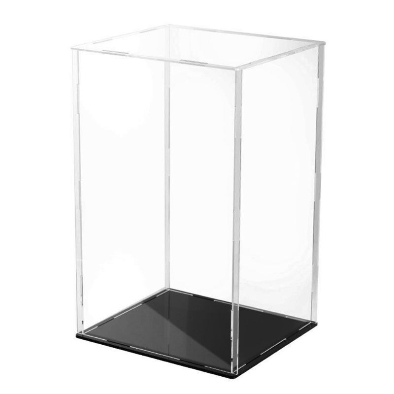 Helder Acryl Vitrine Zwarte Basis Stofdicht Bescherming Model Speelgoed Tonen Doos: 18x16x25cm