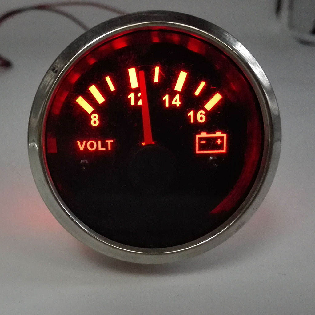 2 &#39;&#39;52Mm 8-16V Auto Vrachtwagen Voltage Meter Gauge Rood Gezicht Led Licht Voltmeter 12-volt Interne Verlichting