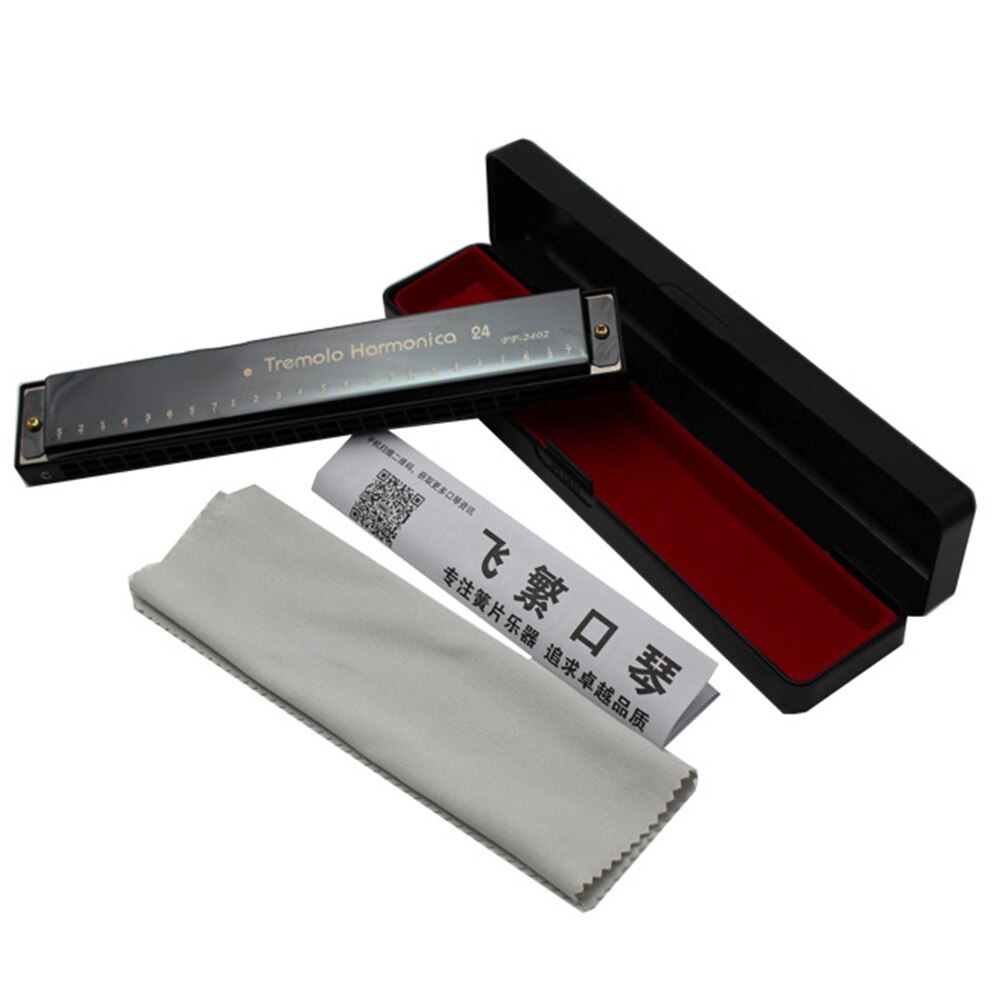 Harmonica 24 Holes Tremolo Harmonica C Key Polyphony Harmonicon Octave-tuned Mouth Organ Harmonica With Case