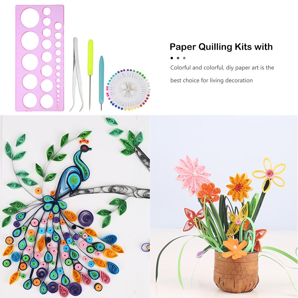1 Set DIY Paper Quilling Kit Tweezer Quilling Ruler Needles Rolling Pen Tools Quilling Paper Tool Set