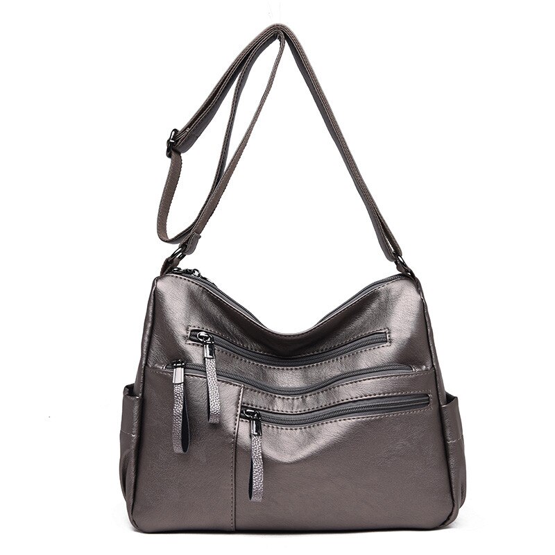 Multi-poche femme sacs à bandoulière concepteur de bonne en cuir femmes bandoulière sac de messager quotidien Portable dames sac à main: Bronze