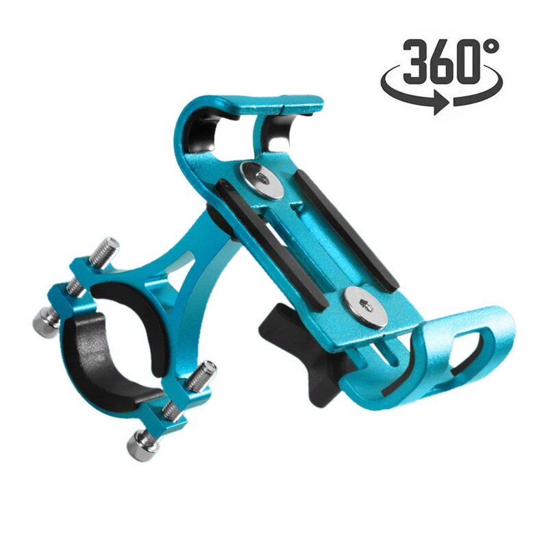 Metal Motorcycle Bike Phone Holder Aluminum Alloy Anti-slip Bracket GPS Clip Universal Bicycle Phone Stand for all Smartphones: Blue Rotatable