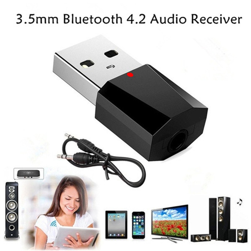 Receptor de Audio Portátil con Bluetooth para el hogar y el coche, adaptador auxiliar de música estéreo, inalámbrico, USB, 2 colores, 3,5 MM