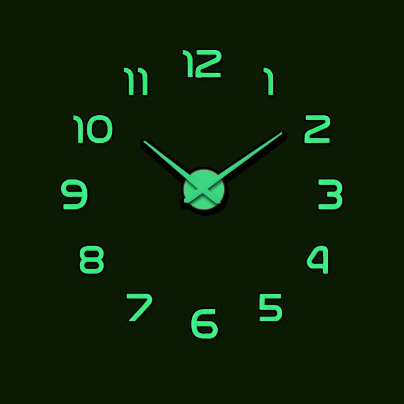 Divertenti orologi luminosi grande 3D fai da te specchio superficie arte orologio da parete adesivo Home Office Decor Wall Sticker creativo orologio da parete fai da te: D