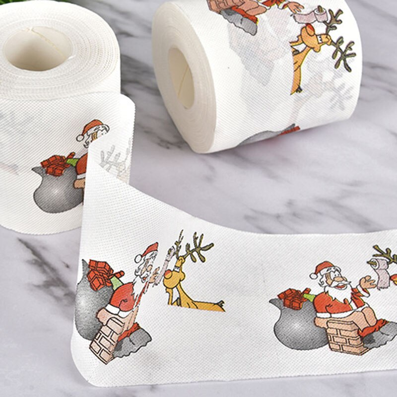5PC Christmas Printing Paper Toilet Tissues Novelty Roll Toilet Paper Christmas Decoration for Home