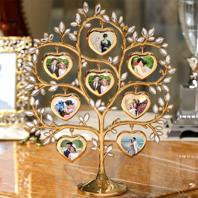 LASODY FAMILY TREE WITH 8 HANGING PICTURE FRAMES METAL TABLE TOP PHOTO FRAME DECORATION