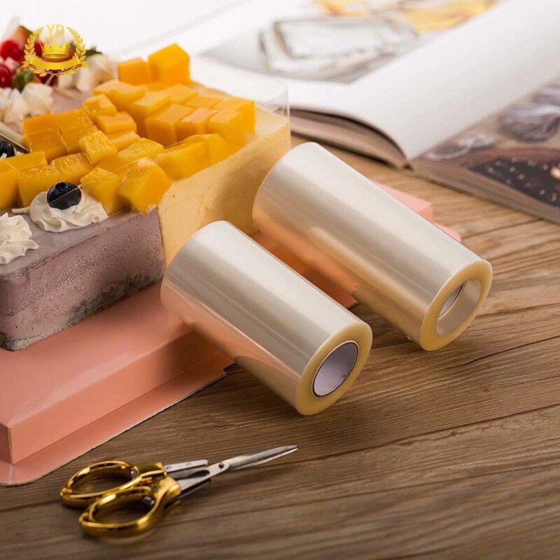 Colliers à gâteaux en rhodoïde, bord de ruban en rouleau dans le cercle de film, feuille de mousse transparente, bord de décoration de gâteau au chocolat