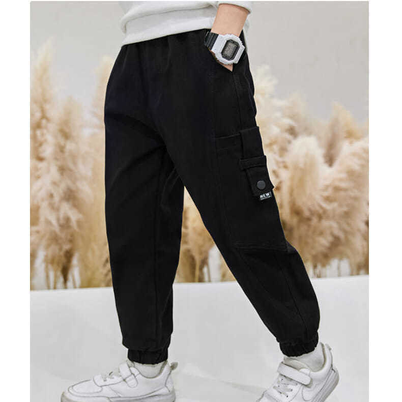 Pantalones Cargo con múltiples bolsillos para niño, pantalón informal, para la escuela, para correr, trabajo al aire libre