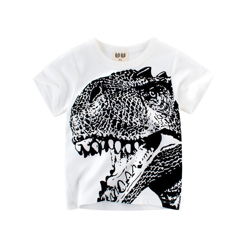 T-Shirts d'été pour bébés garçons, vêtements coton, à manches courtes, sous-vêtements dessin de dinosaures, pour enfants de 1 à 9 ans, 100%: 9567-white / 140(8-9 years)