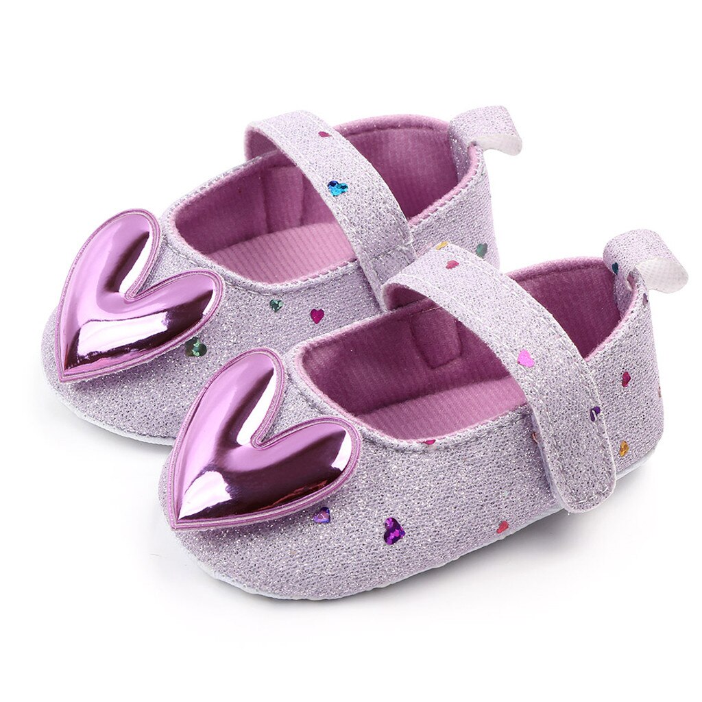 Baby Shoes Toddler Newborn Baby Crib Shoes Heart-Shaped Princess Baby Soft Sole Prewalker For Baby Girls First Walk