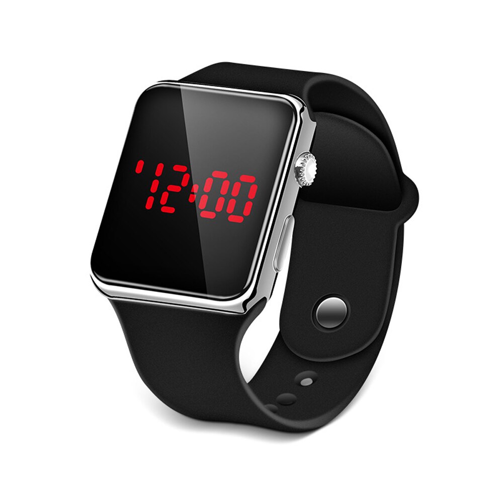 Sport Digitale Uhr Männer Frauen LED Uhr Silikon Elektronische Uhr Paar Uhren Uhr relogio digitale montre homme: black silver