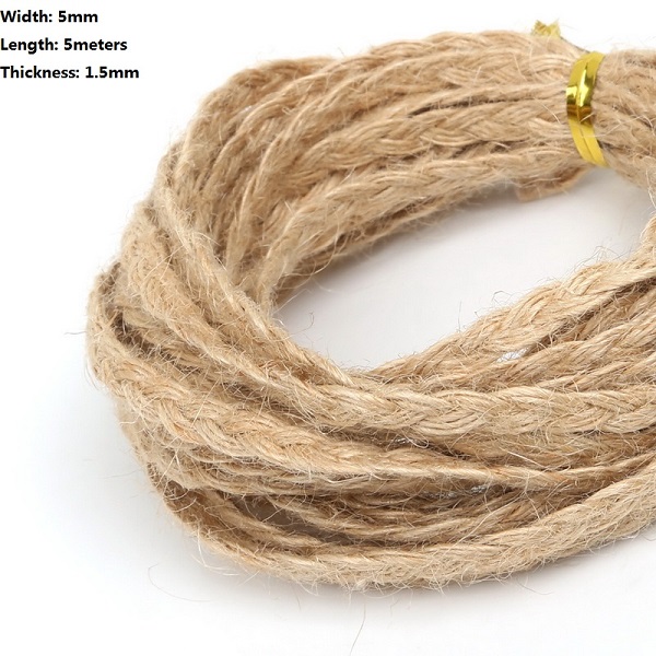 5m/ parti natur hessian jute garn reb 2/4/6mm jute bånd til diy rustik bryllup jul fest dekoration tilbehør: 5 mmx 1 punkt 5mm 5m