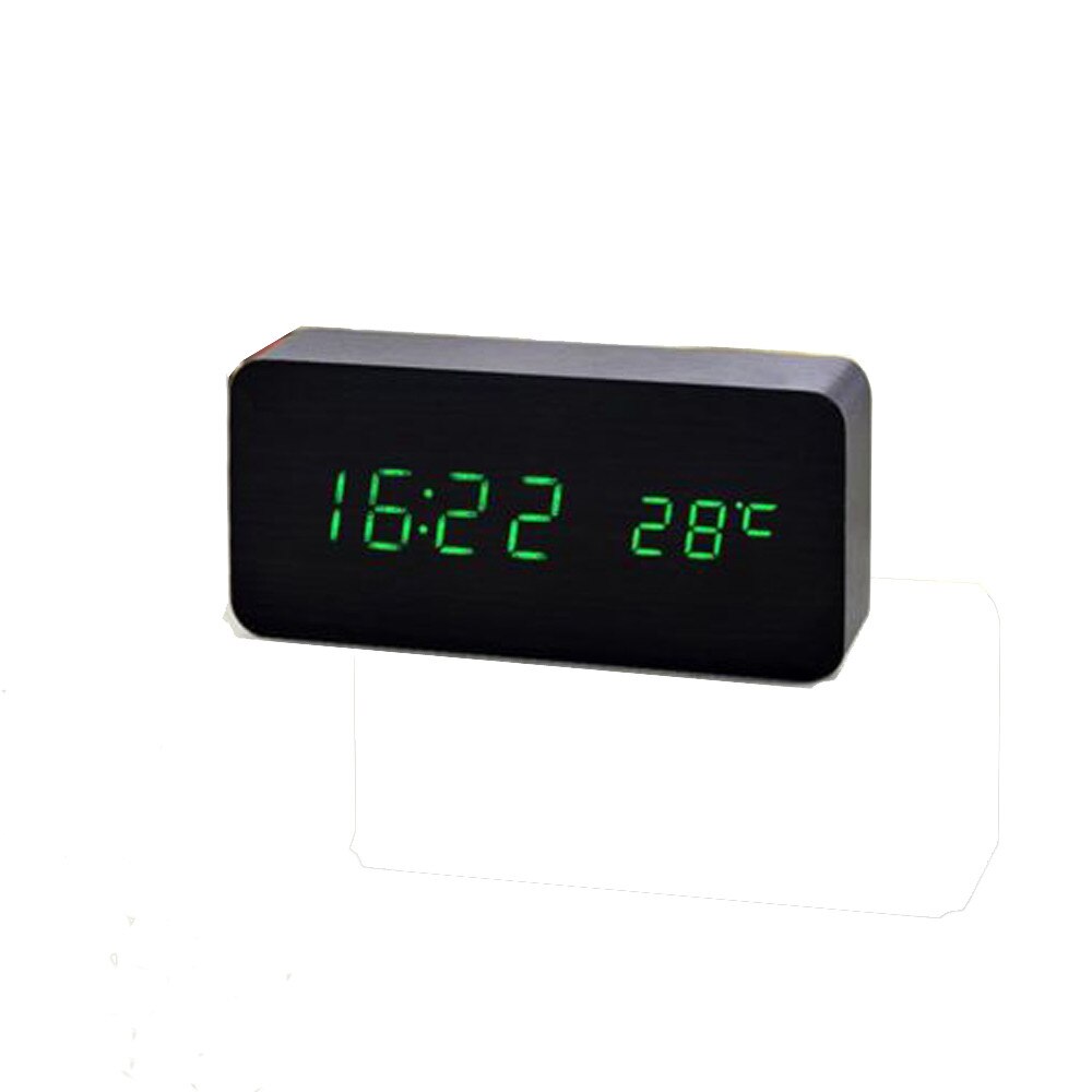 Voice Control Kalender Thermometer Houten Led Digitale Wekker Usb/aaa Digitale Tijd Temperatuur Display Home Decoratie Klok