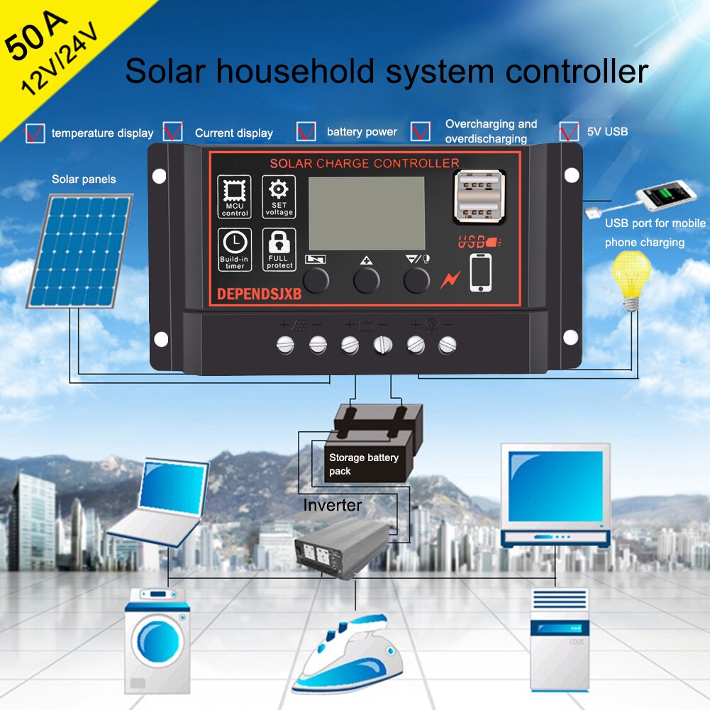 Photovoltaic Solar Controller For DEPENDSJXB Anti-thunder Protection Waterproof LCD Street Light Solar Charge Controller