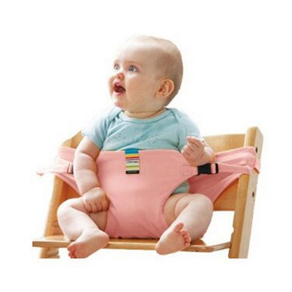 Rejse sammenfoldelig baby spisestue frokost stol baby fodring bælte spædbarn sikkerhed foran hold sikkerhedssele vaskbar baby sikkerhedssele til barn: Lyserød