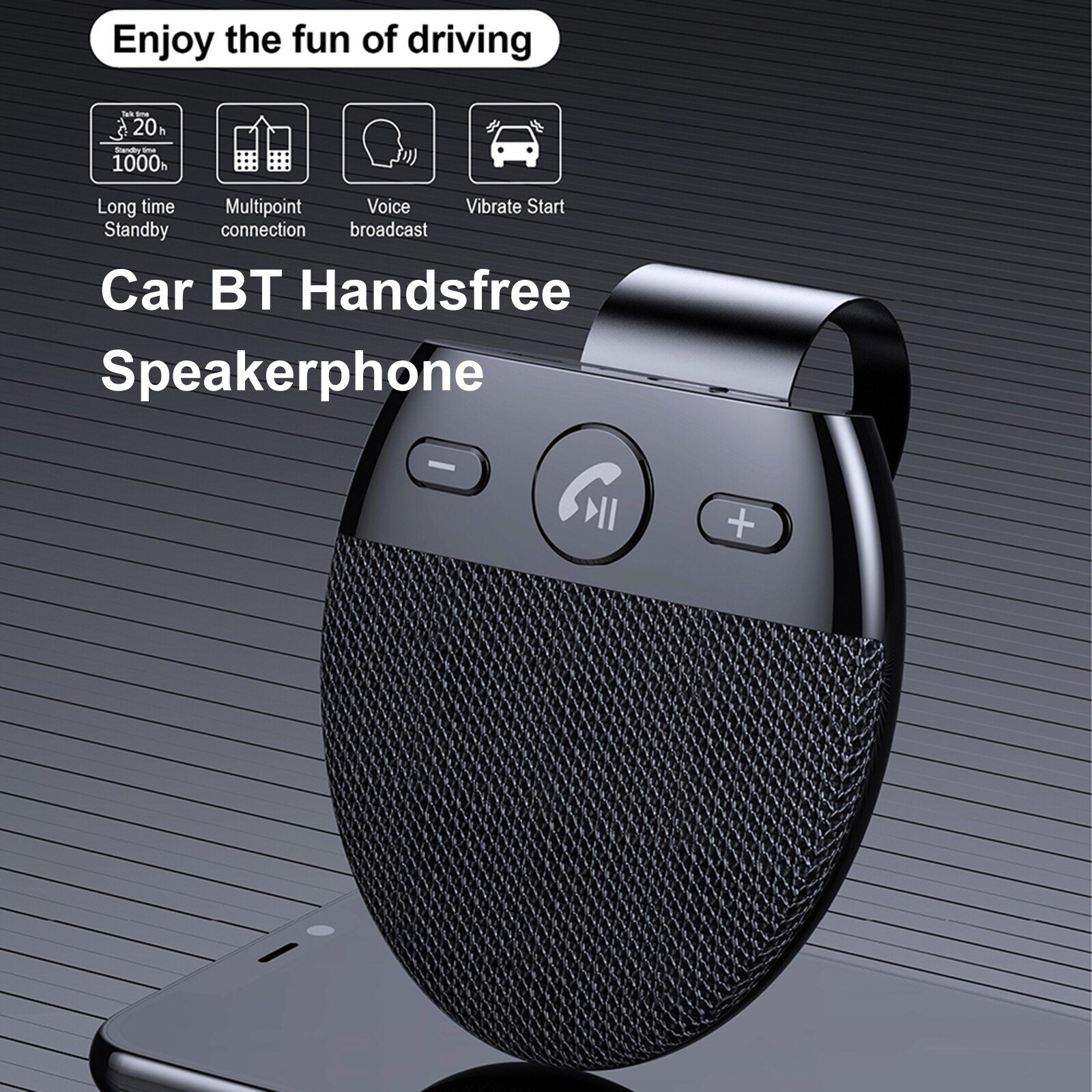 BT Car Speaker Hands Free Speakerphone USB Charging Speakerphone with Clip for Clear Hands-Free Call Music Wireless Car Speaker