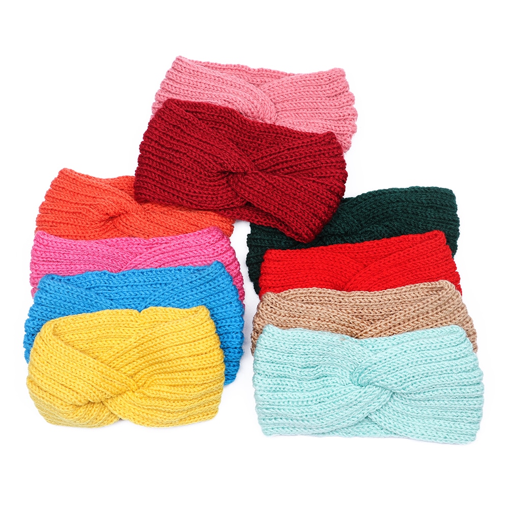 Crochet Knitting Woolen Headbands Winter Women Bohemia Weaving Cross Headbands Handmade Hairband Solid KnitteWarm Hair Wrap