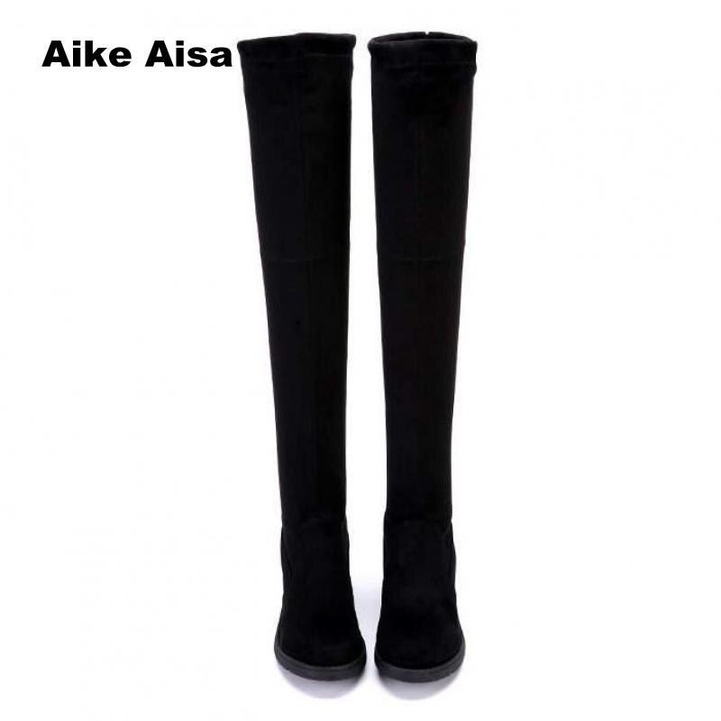Size 35-41 Winter Over The Knee Boots Women Stretch Fabric Thigh High Sexy Woman Flat Shoes Long Bota Feminina Fast Y9