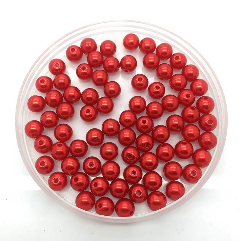 4/6/8/10mm røde akrylperler rund afstandsstykke løse perler smykker tilbehør beklædningsgenstand perler  #08