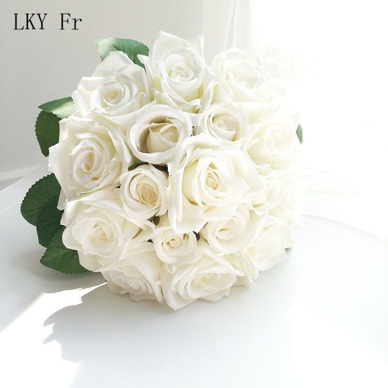 Lky fr bryllupsblomster brudebukett silke roser hvitrosa corsage bryllupsbuketter til brudepiker bryllupstilbehør