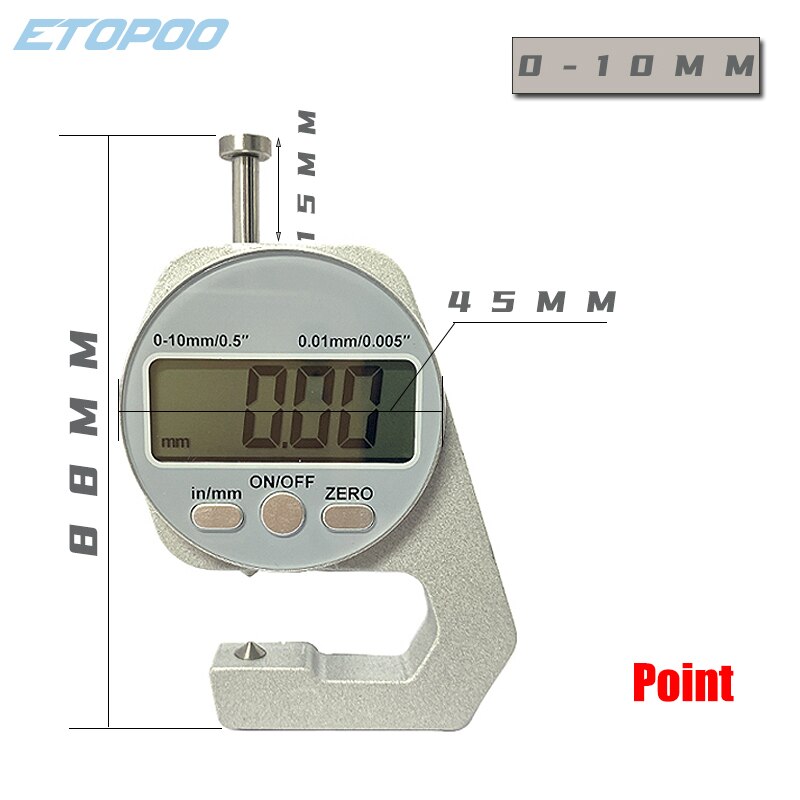 Digital Thickness Gauge Measuring Tools Electronic Thickness Meter Measure Thickness Of Paper Cloth Thin Metal Micrometer 0.01mm: digital 10mm B