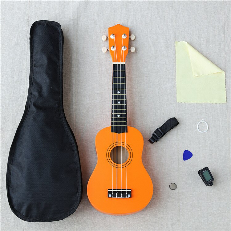 21-inch 16 colors Ukulele Adjustable Sound Musical + Bag+Strap+ Wipe Cloth +Tuner++String Stringed Instruments: Orange