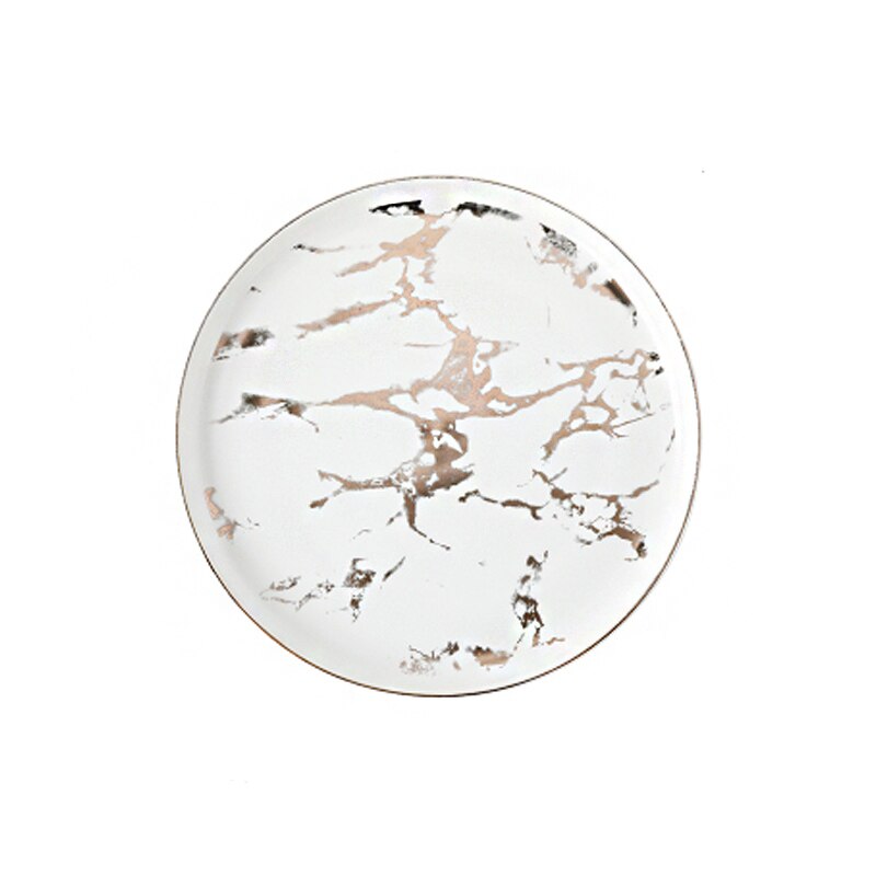 MUZITY Ceramic Dinner Plate Porcelain Marble Dessert or Steak Plate Dinnerware: White Plate / 6 Inches