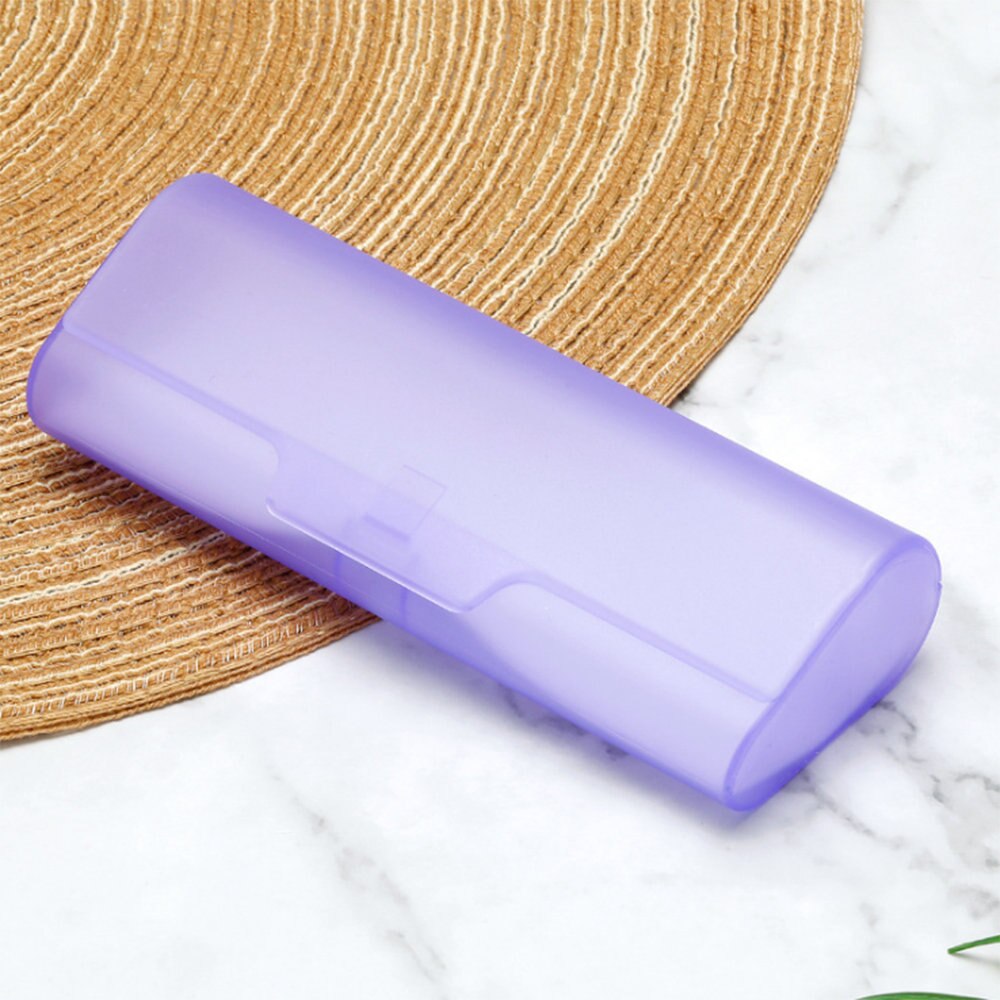 1Pcs Portable Plastic Semi-Transparent Glasses Case PP Glasses Eyeglass Box for Men Women: purple