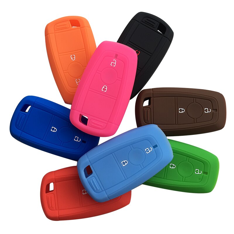 Silicone Key Case Cover for Ford EcoSport - Keyless Fob Shell Skin Keyring Key Chain Holder Protector for Keychain Alarm