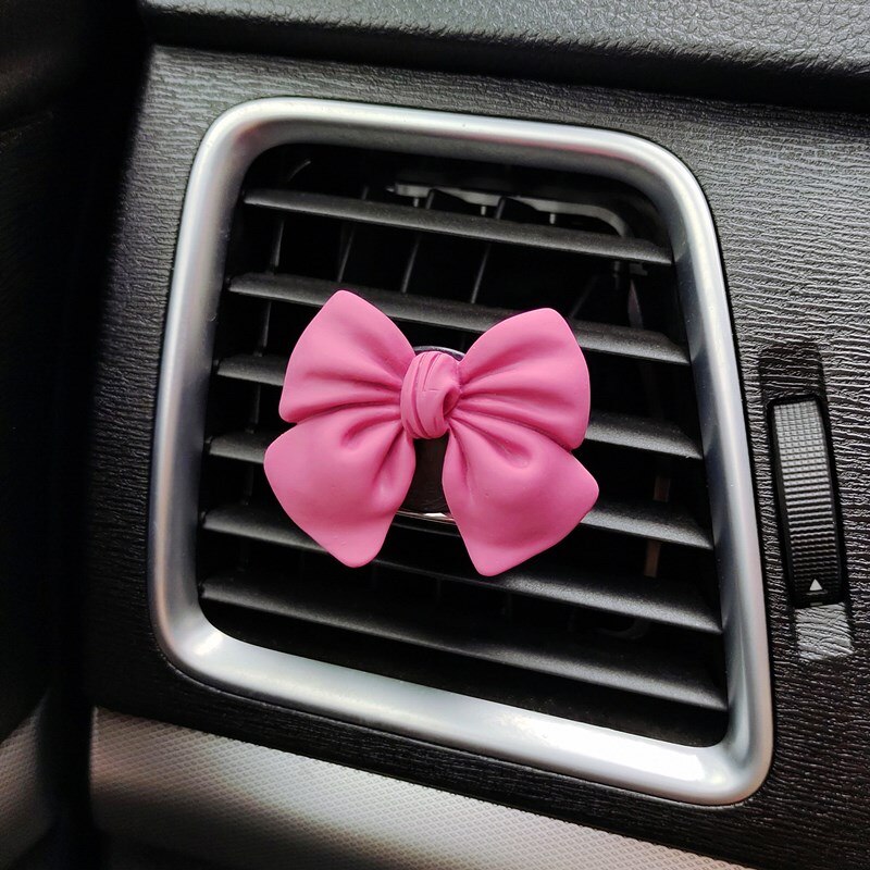 Cute Bow-knot Car Accessories Interior Woman Perfume Clip Car Air Freshener Air Vent Clip Cartoon Bow-knot Girls Decoration: purple red