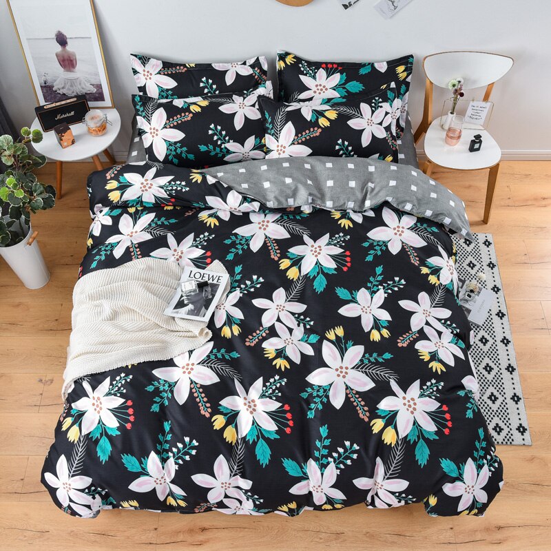 Kinesisk sort dynebetræk 220 x 240 pudebetræk 3 stk,dynebetræk sengebetræk,med blomstermønster sengesæt tæppebetræk, lagen: Betræk 220 x 240cm 3 stk
