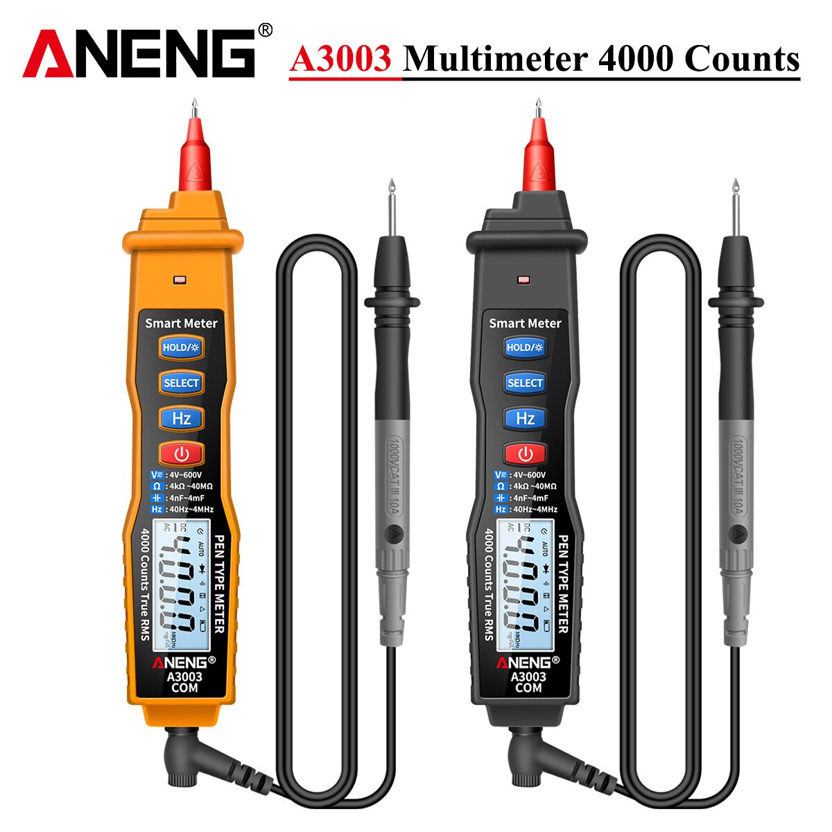 Aneng  a3003 digital pen multimeter 4000 tæller smart meter med ncv ac/dc spændingsmodstand kapacitans testere
